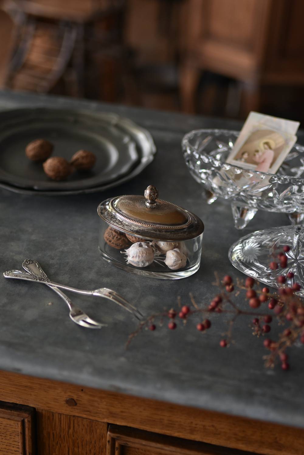 アンティーク小物入れ.5 フランス アンティーク ガラス小物