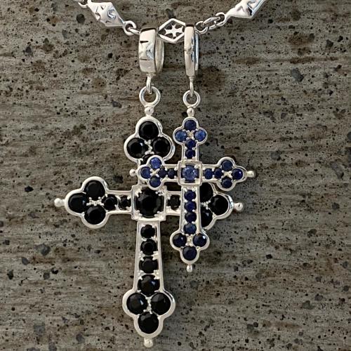 LARGE GOTHIC CROSS PENDANT Silver / Onyx PENDANT（ペンダント