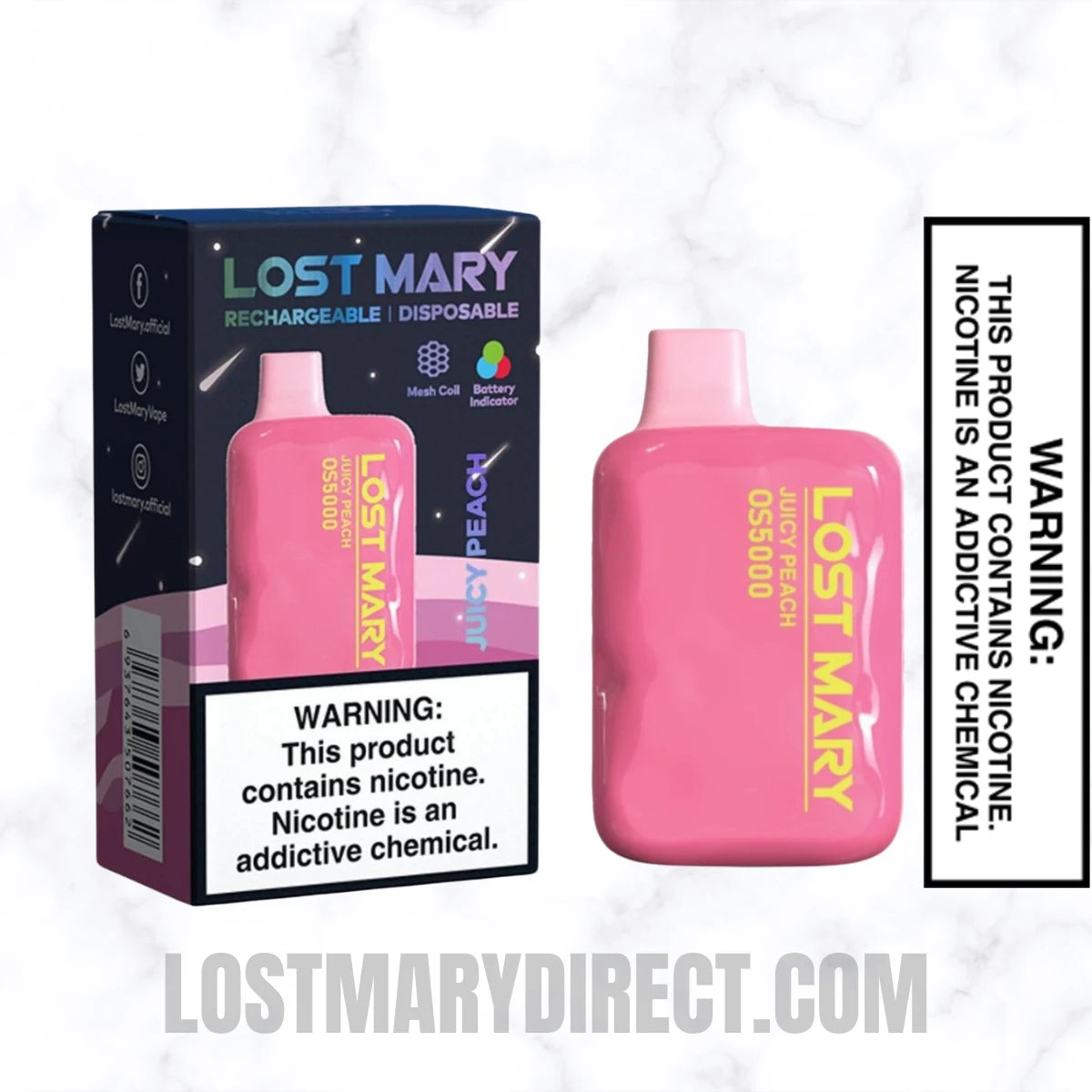 Juicy Peach Lost Mary OS5000 Disposable Vape | 5000 Puffs