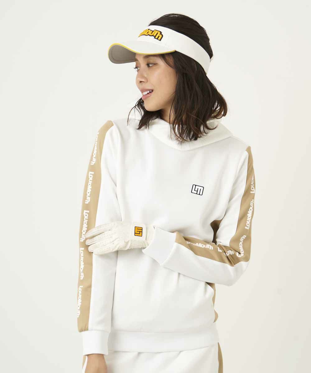レディース 脇切替パーカー 軽量ダンボールニット オフホワイト