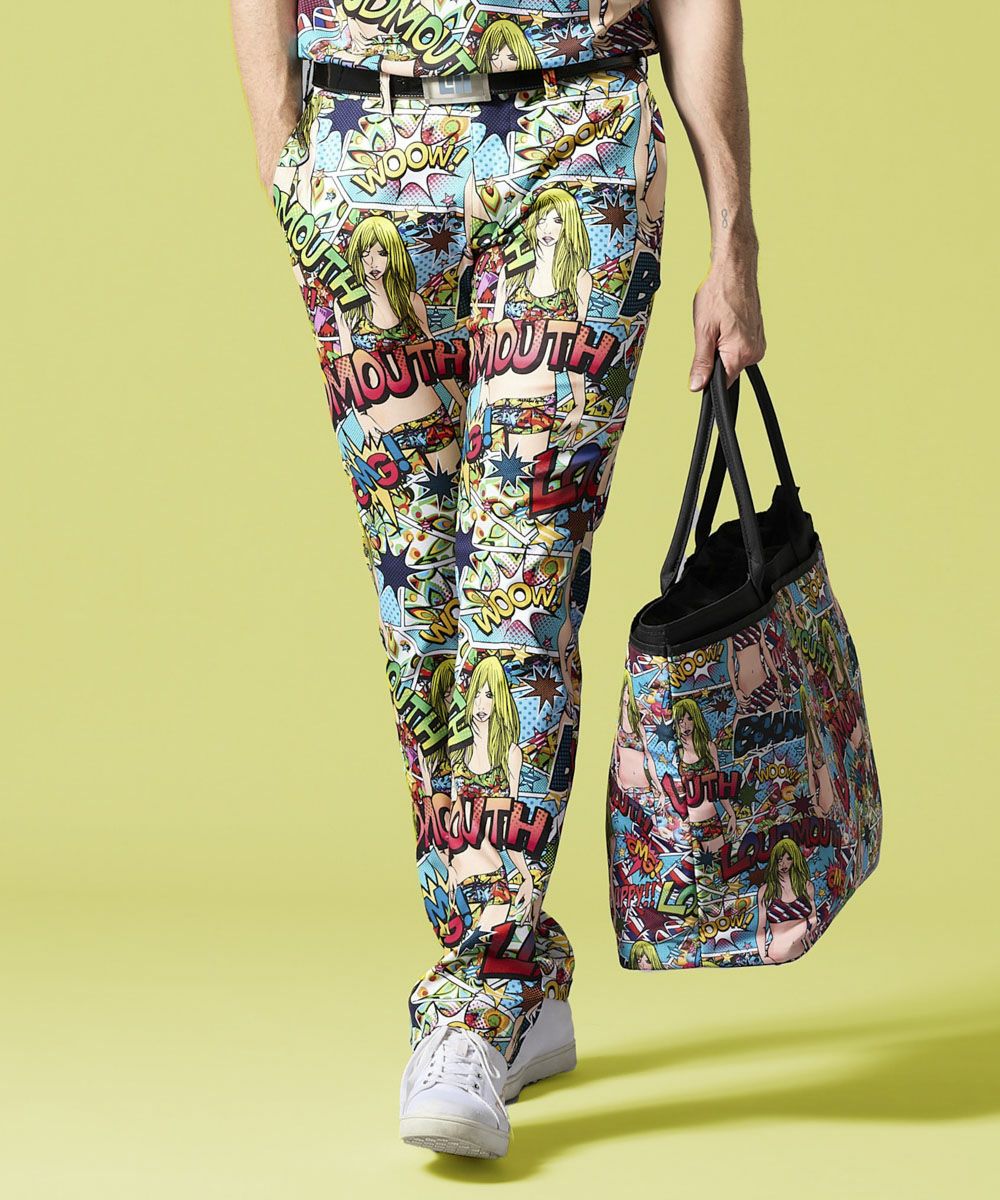 メンズ ストレッチツイル 柄ロングパンツ Skull Monkey/スカルモンキー