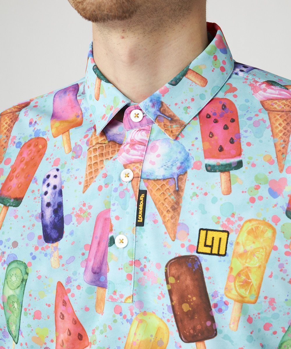 メンズ プレミアムカノコ 柄半袖シャツ Happy Ice Cream/ハッピー