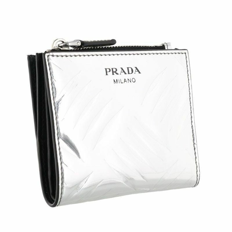 プラダ 二つ折り財布 コンパクト財布 メンズ シルバー 2ML049 2CNU