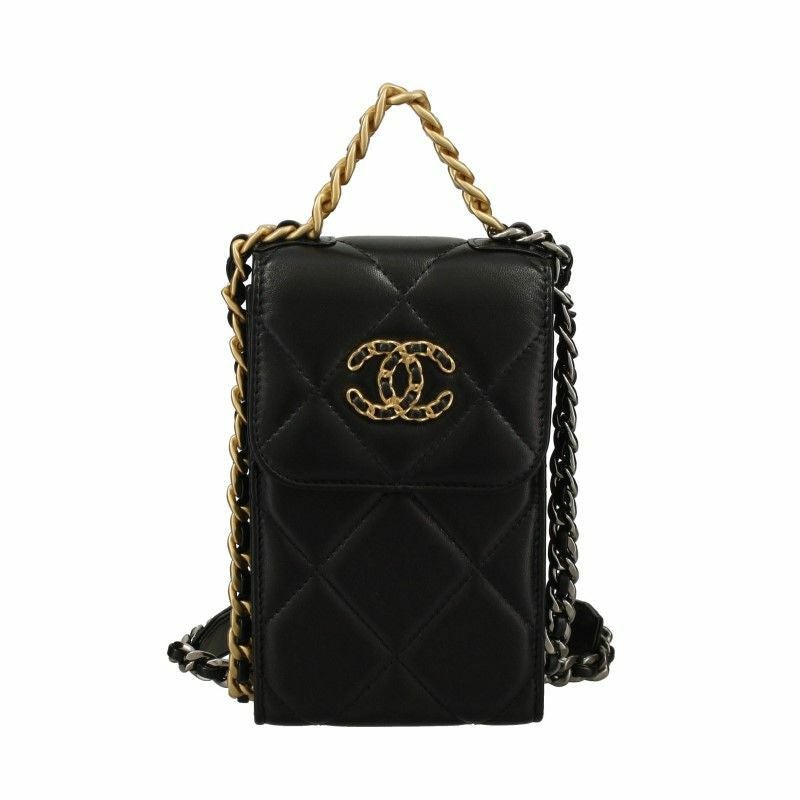 シャネル スマホショルダー レディース ブラック CHANEL AP1773 B04852