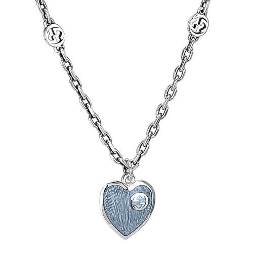 グッチ ネックレス レディース インターロッキングG ハート GG ブルー