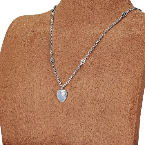 グッチ ネックレス レディース インターロッキングG ハート GG ブルー