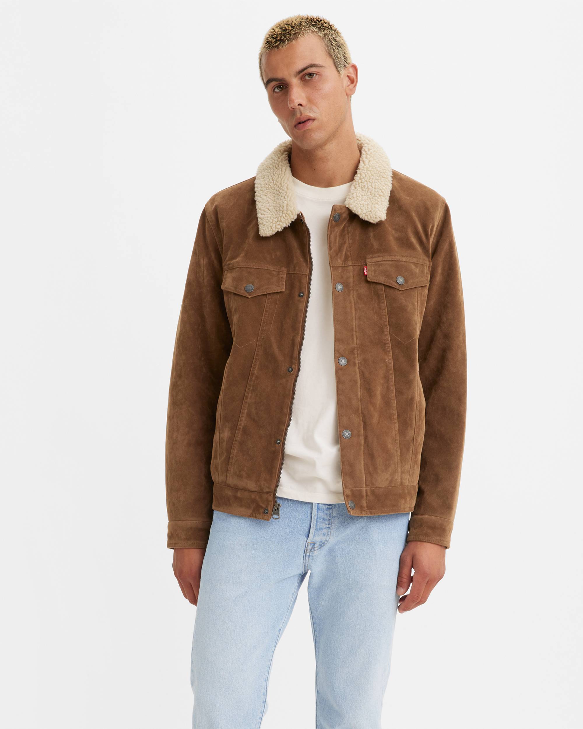 Faux Suede Sherpa Trucker Jacket - Brown | Levi's® US