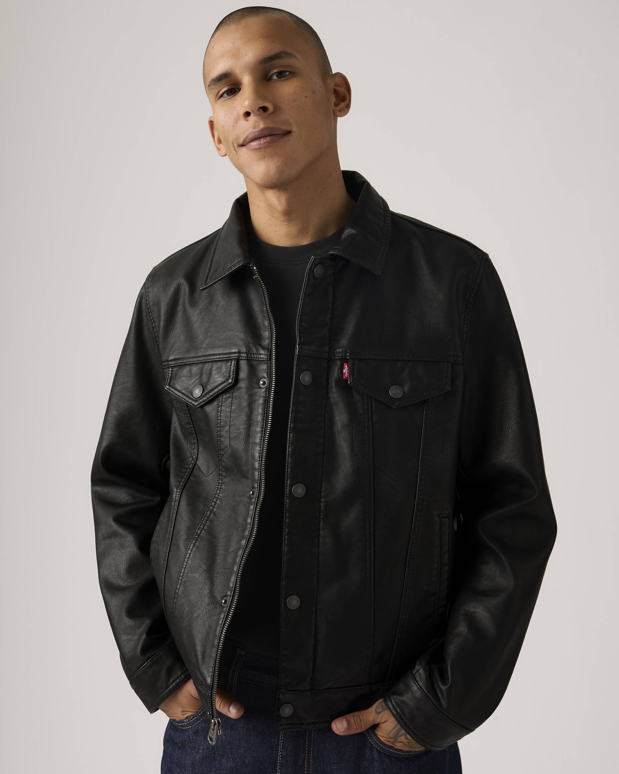 Faux Leather Trucker Jacket - Black | Levi's® US
