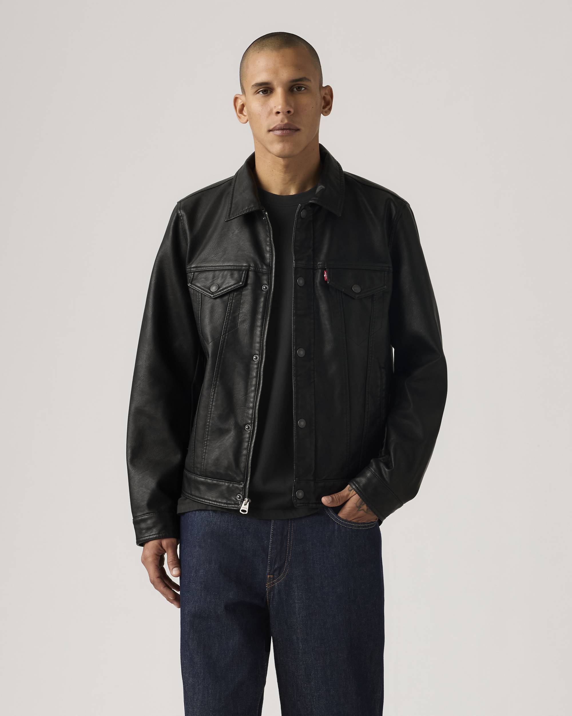 Faux Leather Trucker Jacket - Black | Levi's® US