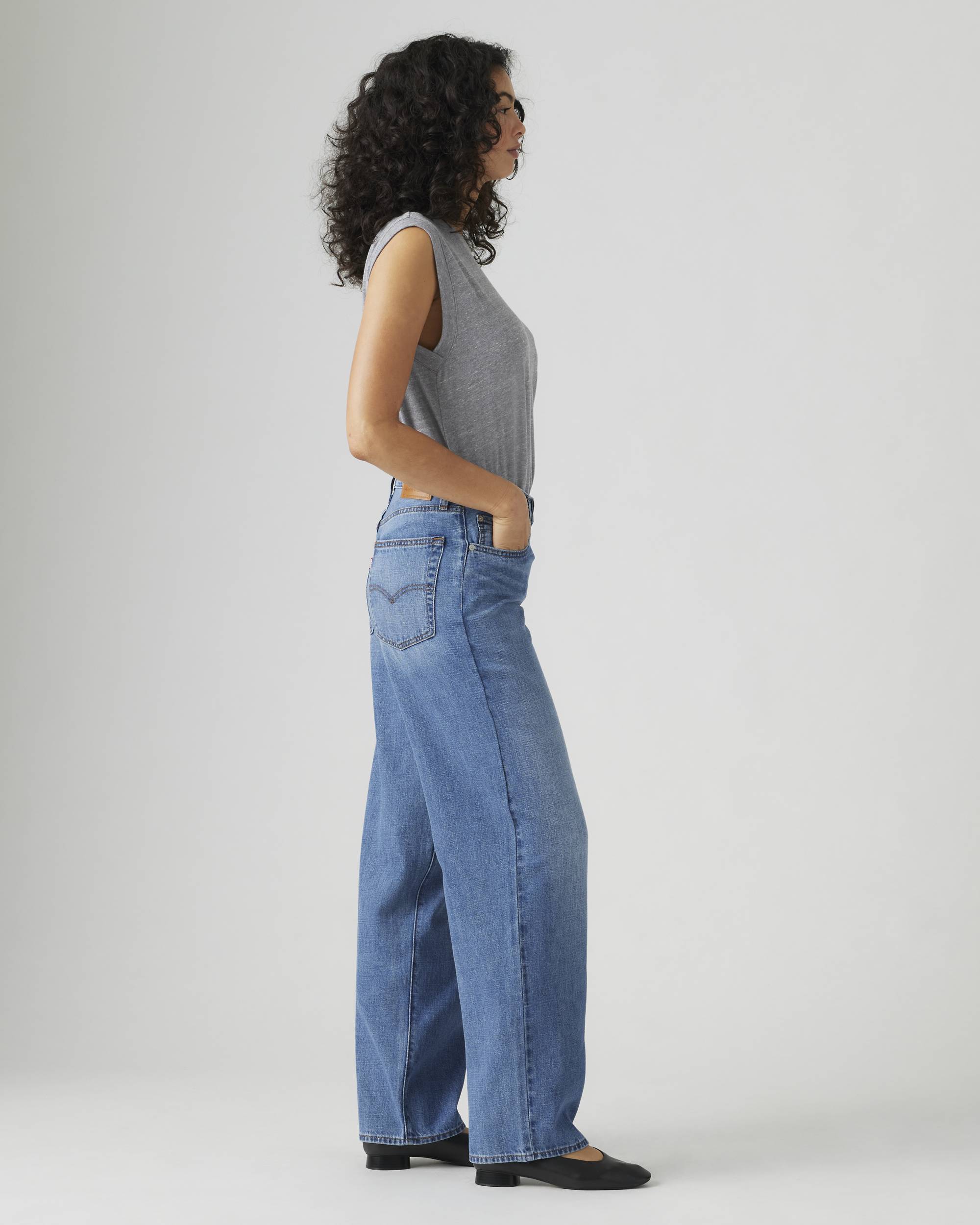 Baggy Dad Linen+ Denim Lightweight Women's Jeans - Medium Wash