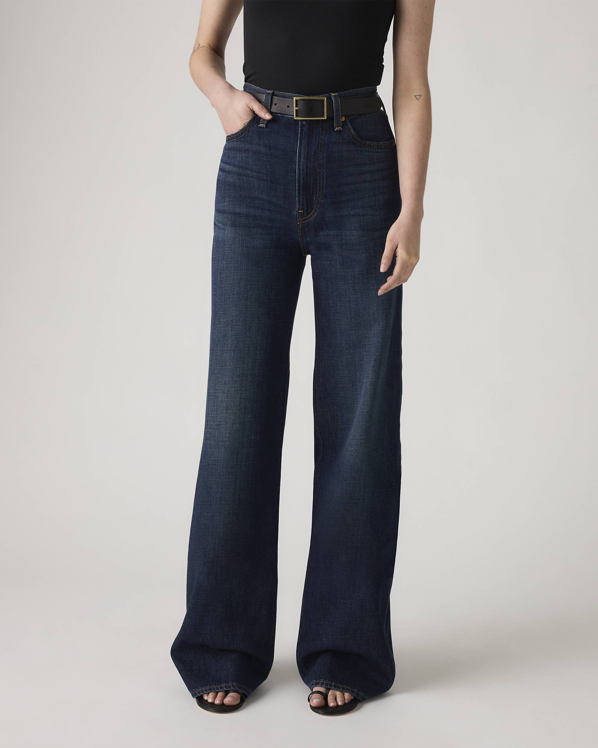 Ribcage Wide-leg Linen+ Denim Women's Jeans - Dark Wash | Levi's® US