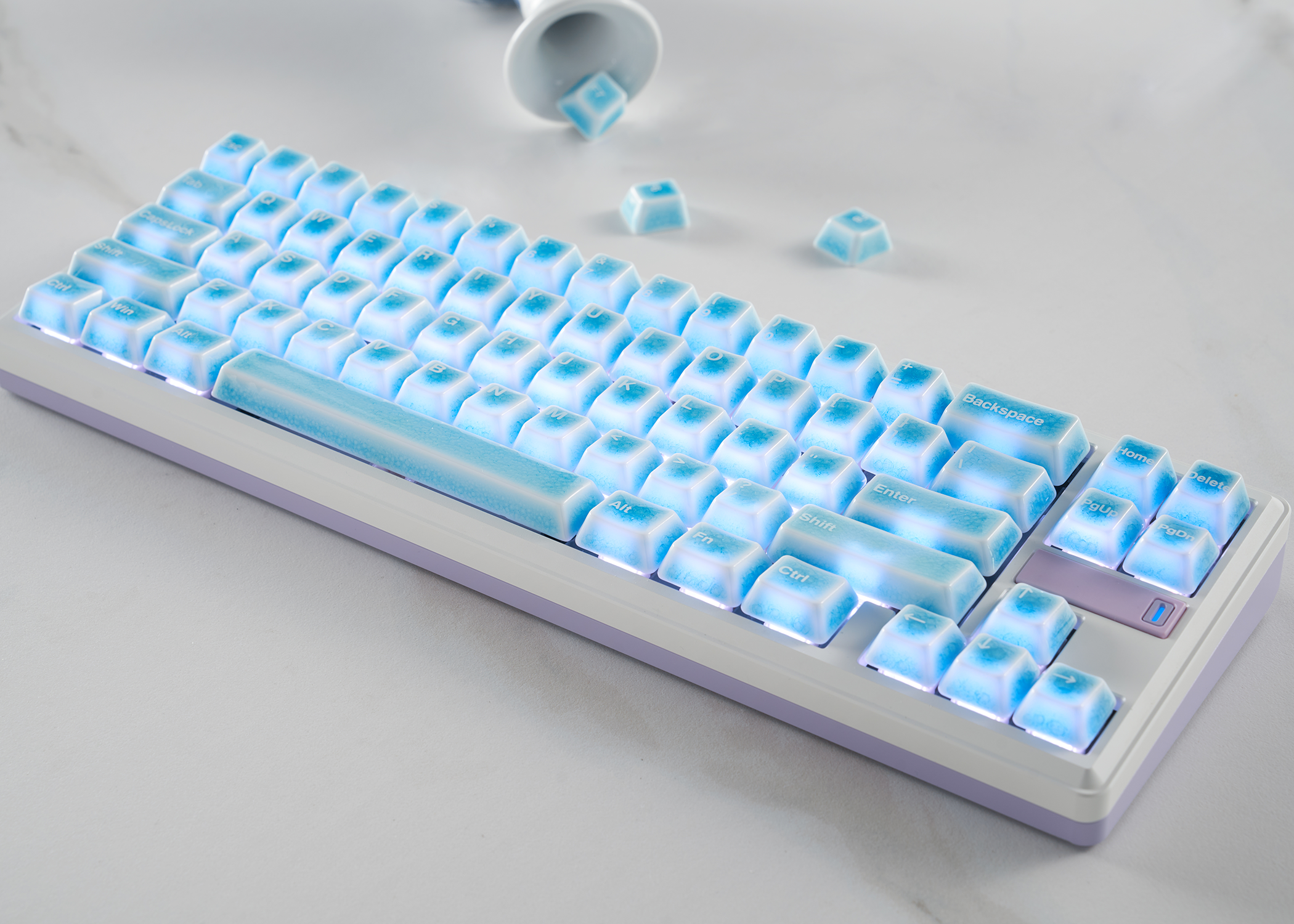 Cerakey Ceramic Keycap Full Set V2 - Blue Crazed | Durable
