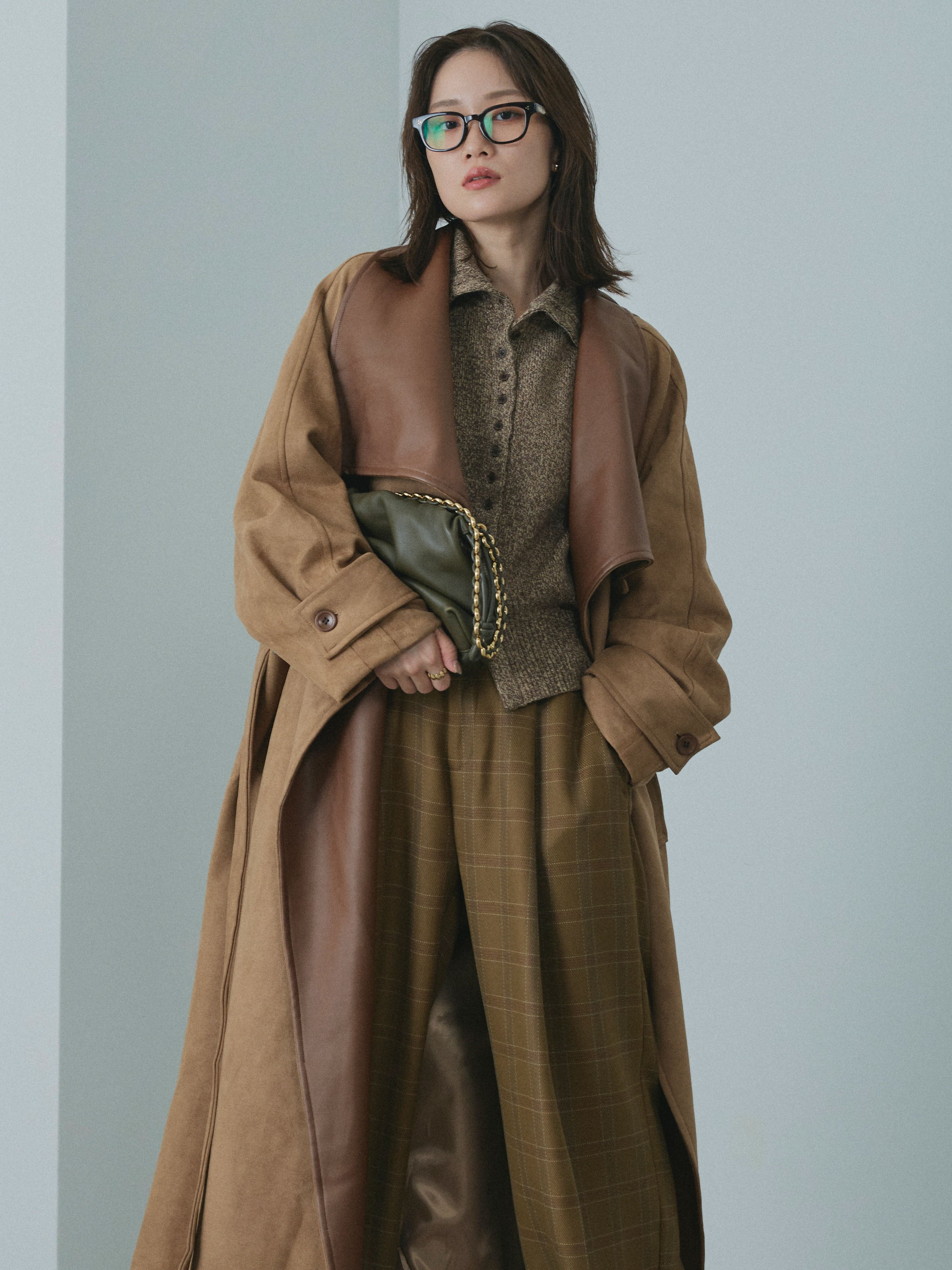 予約]レザーカラースウェードロングコート/beige – Lumier