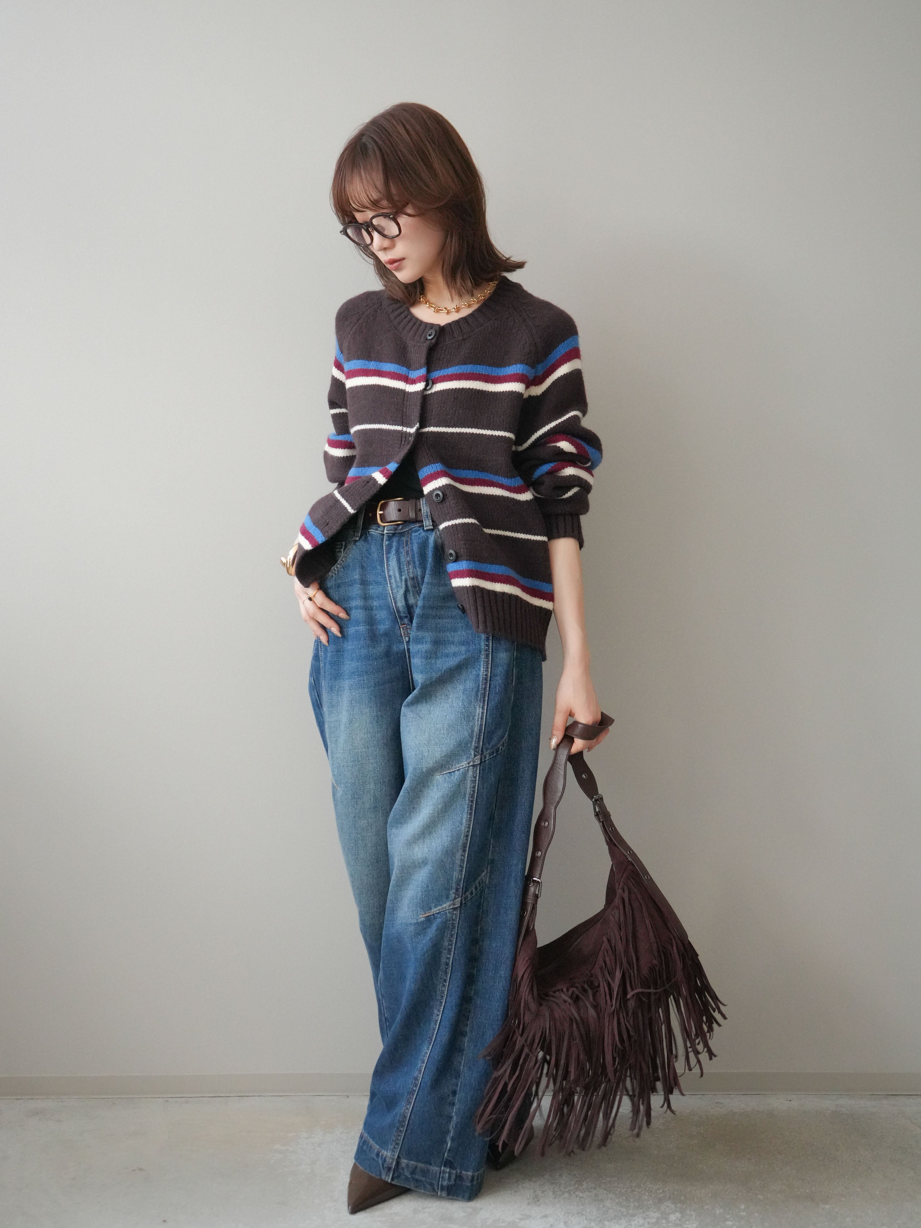 予約]デザインステッチカーブデニムパンツ/navy – Lumier