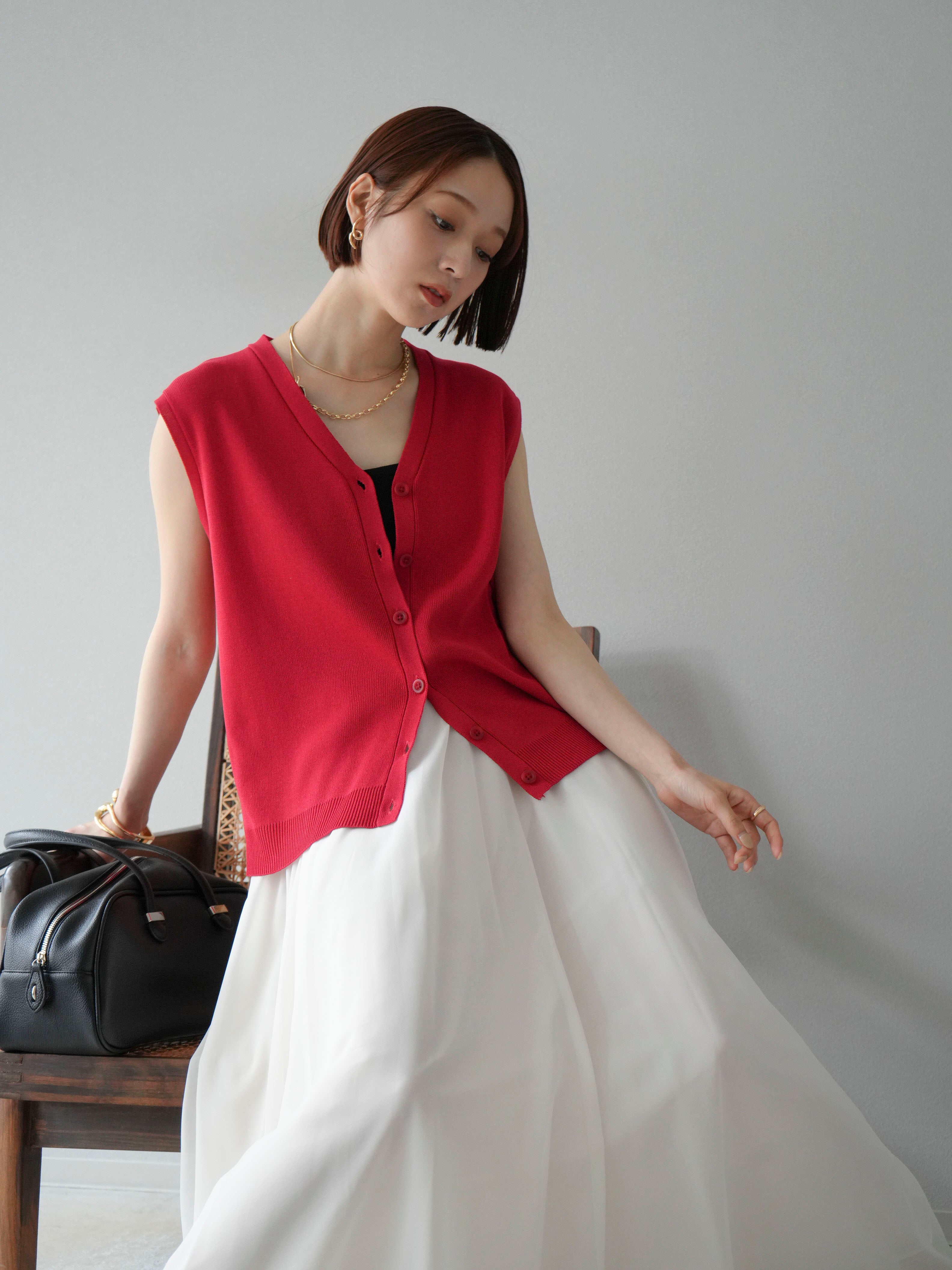 PEARLY GATES 赤 Vネックニットベスト PEARLY GATES 赤 Vネックニット