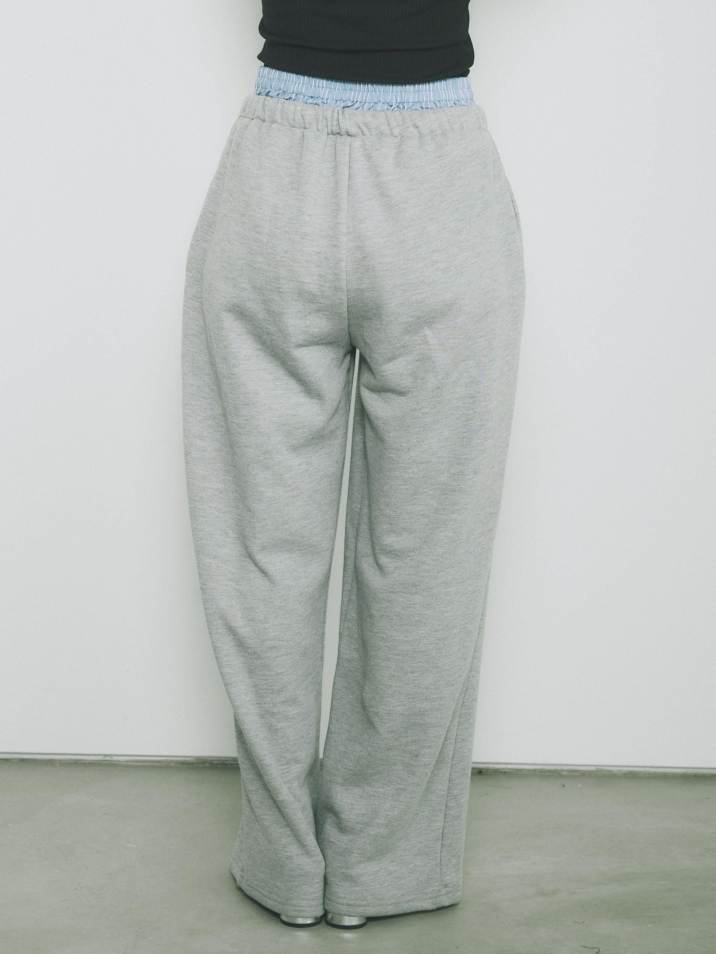 予約]ダブルウエストスウェットパンツ/杢グレー – Lumier
