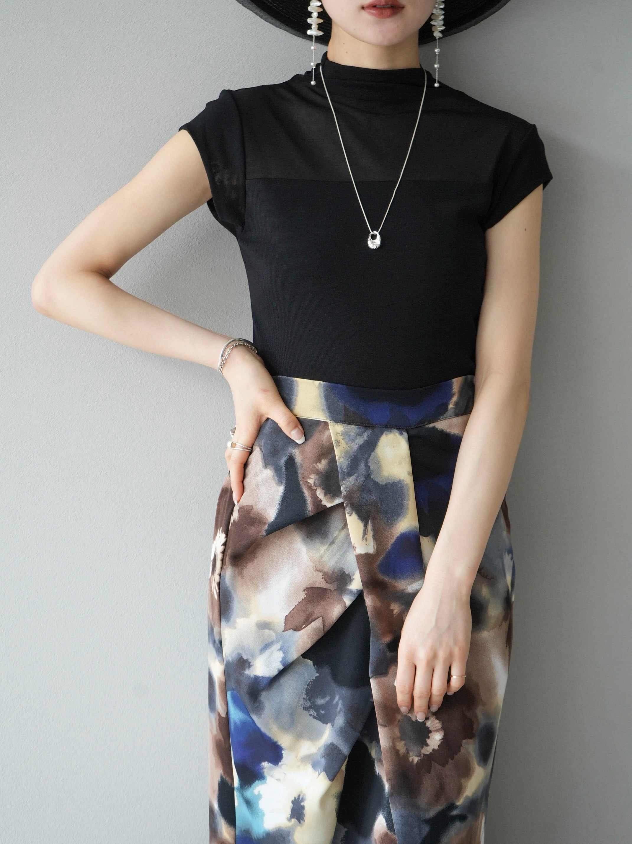 予約]シアー切替ストレッチトップス/ブラック – Lumier