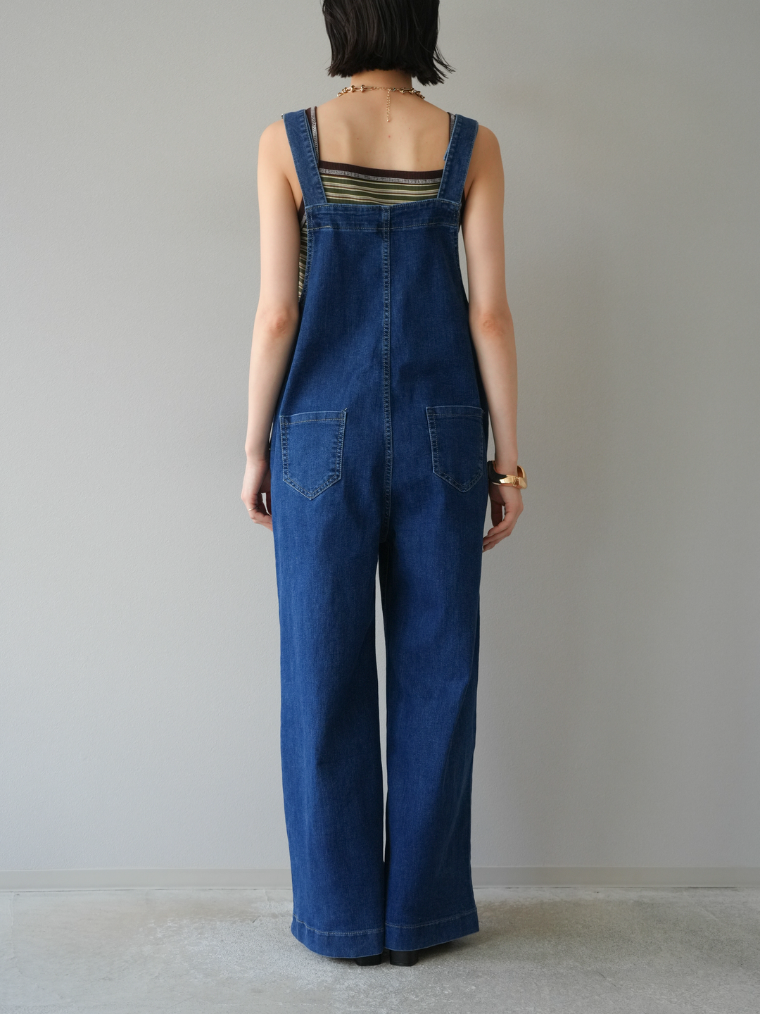 予約]ストレッチデニムワイドサロペット/ブルー – Lumier