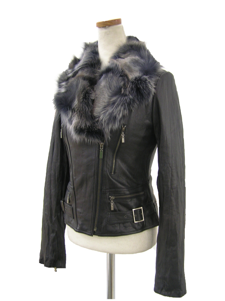 FOX襟中綿レザージャケット - ムートン・レザーコート革専門LUNA*K