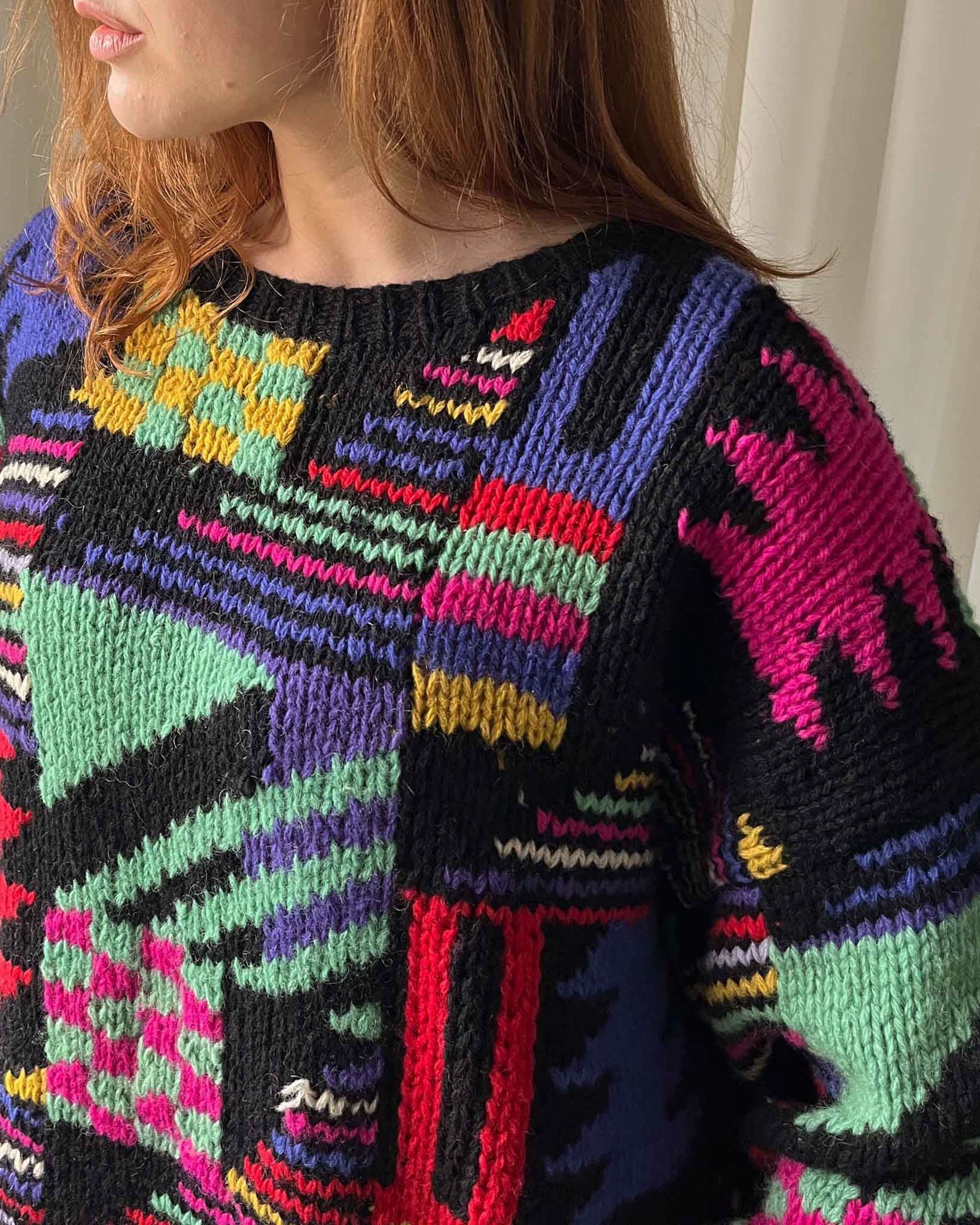 90s Colorful Wool Sweater | M-XL - Lucky Vintage