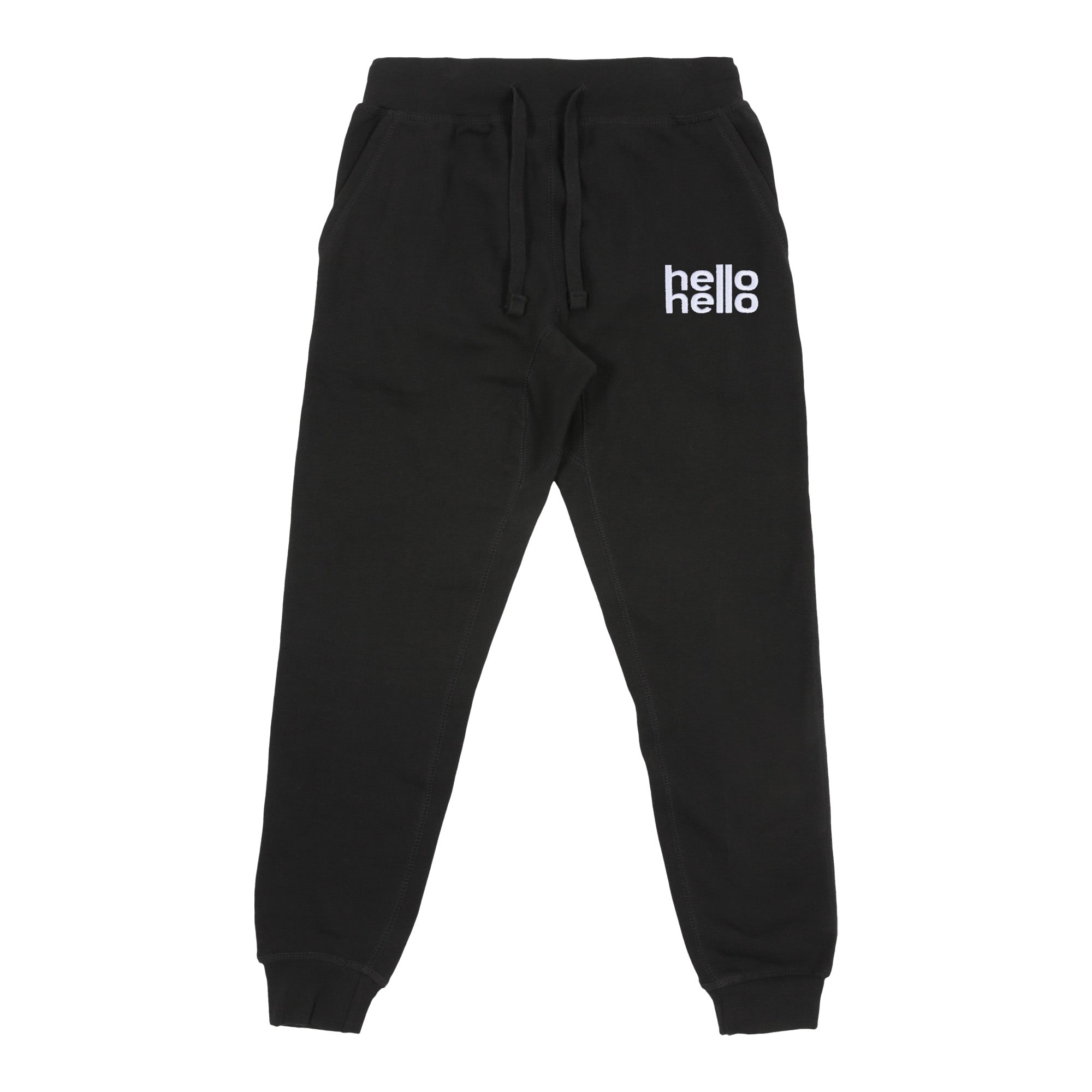 LULU® | HELLO HELLO EMBROIDERED SWEATPANT (BLACK) - LULULUVELY