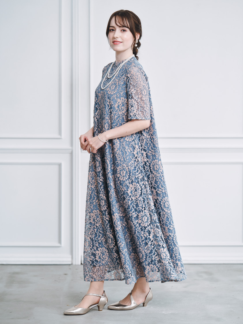 kaene】パイピングレースAラインドレス｜結婚式パーティのレンタル