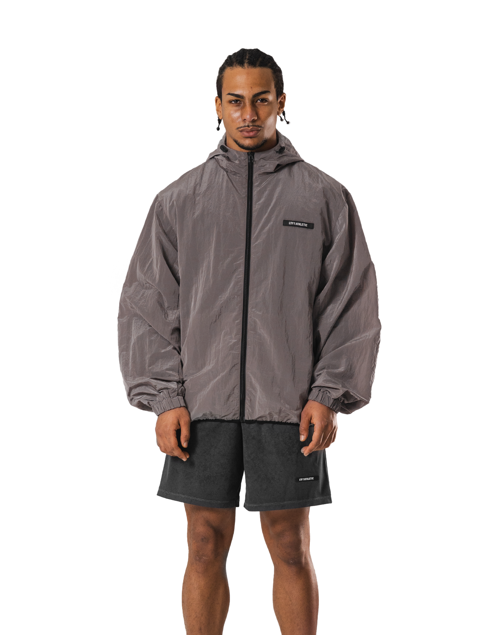 Stretch Nylon Wappen Hoodie Jacket - D.Grey – LÝFT