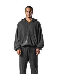 Oversize Vintage Sweat Zip-Up Hoodie - Black – LÝFT