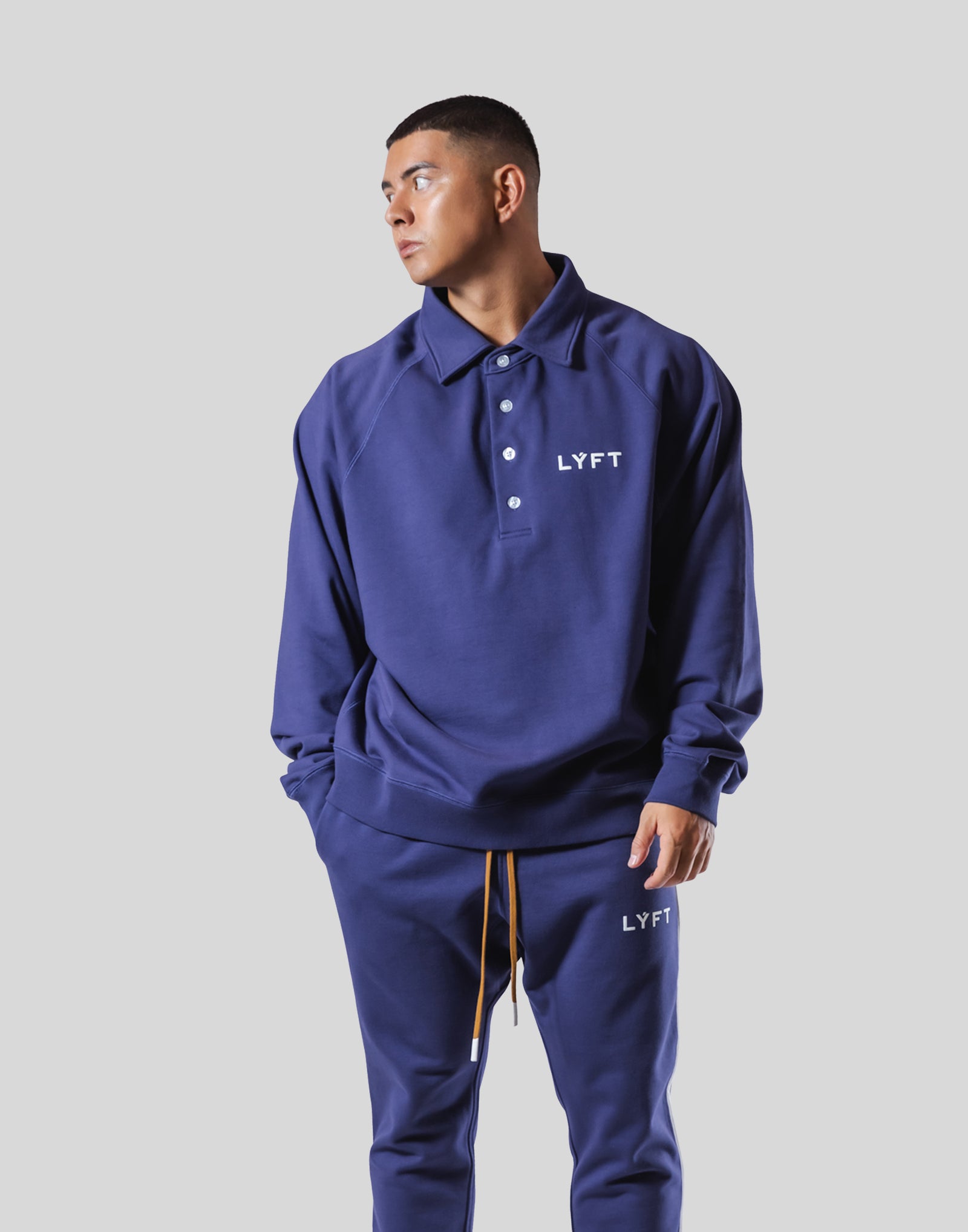 18 Logo Sweat Polo Shirt - Navy – LÝFT