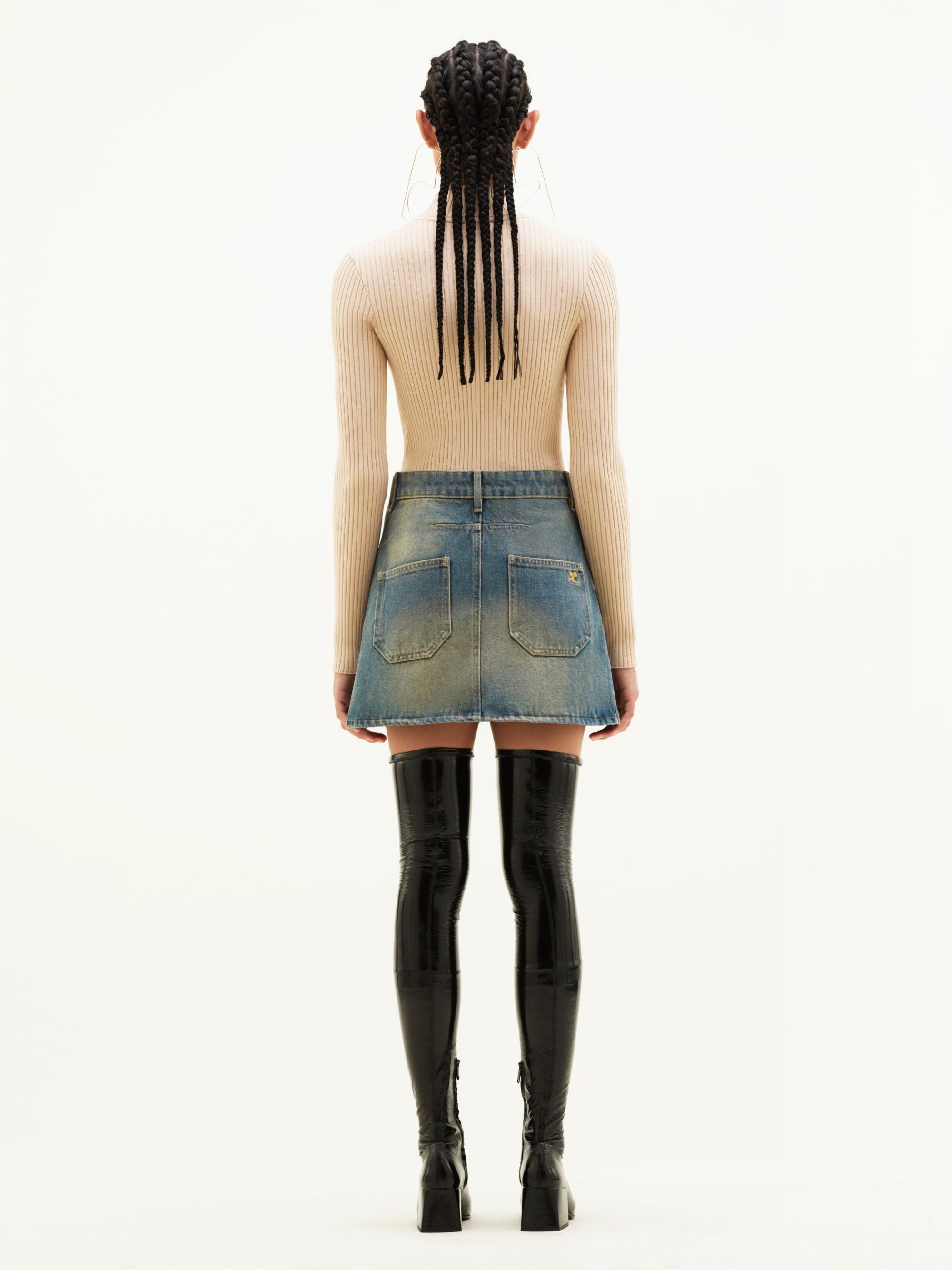 REEDITION RIB KNIT MOCKNECK SWEATER - courrèges