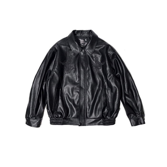 黒龍の刺繍レザージャケット – ManusMachina
