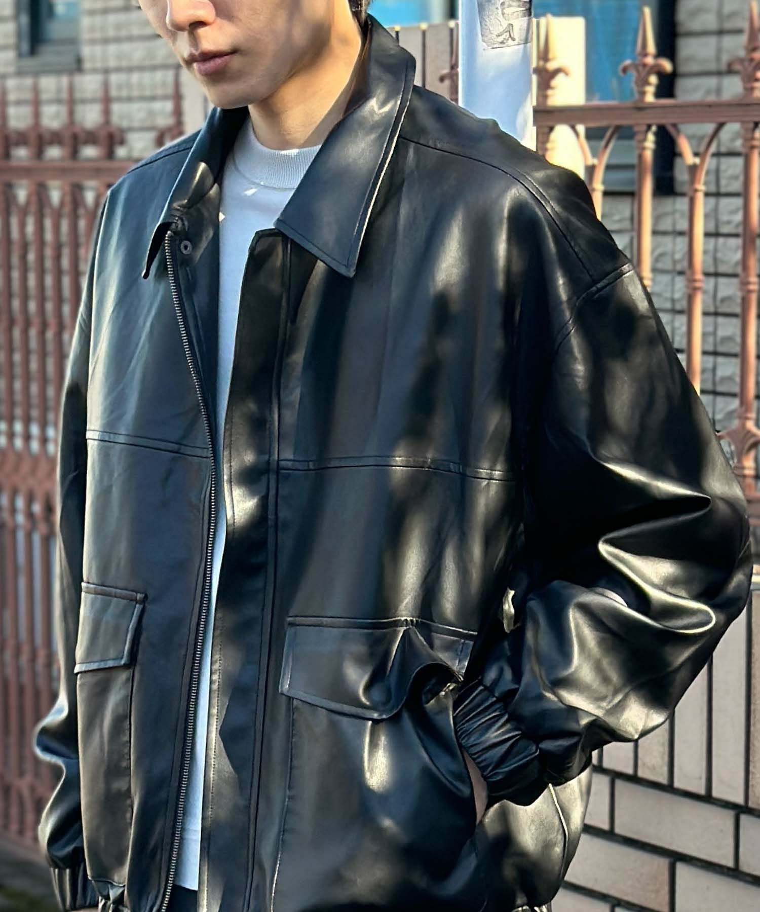 フェイクレザーA-2フライトジャケット メンズ