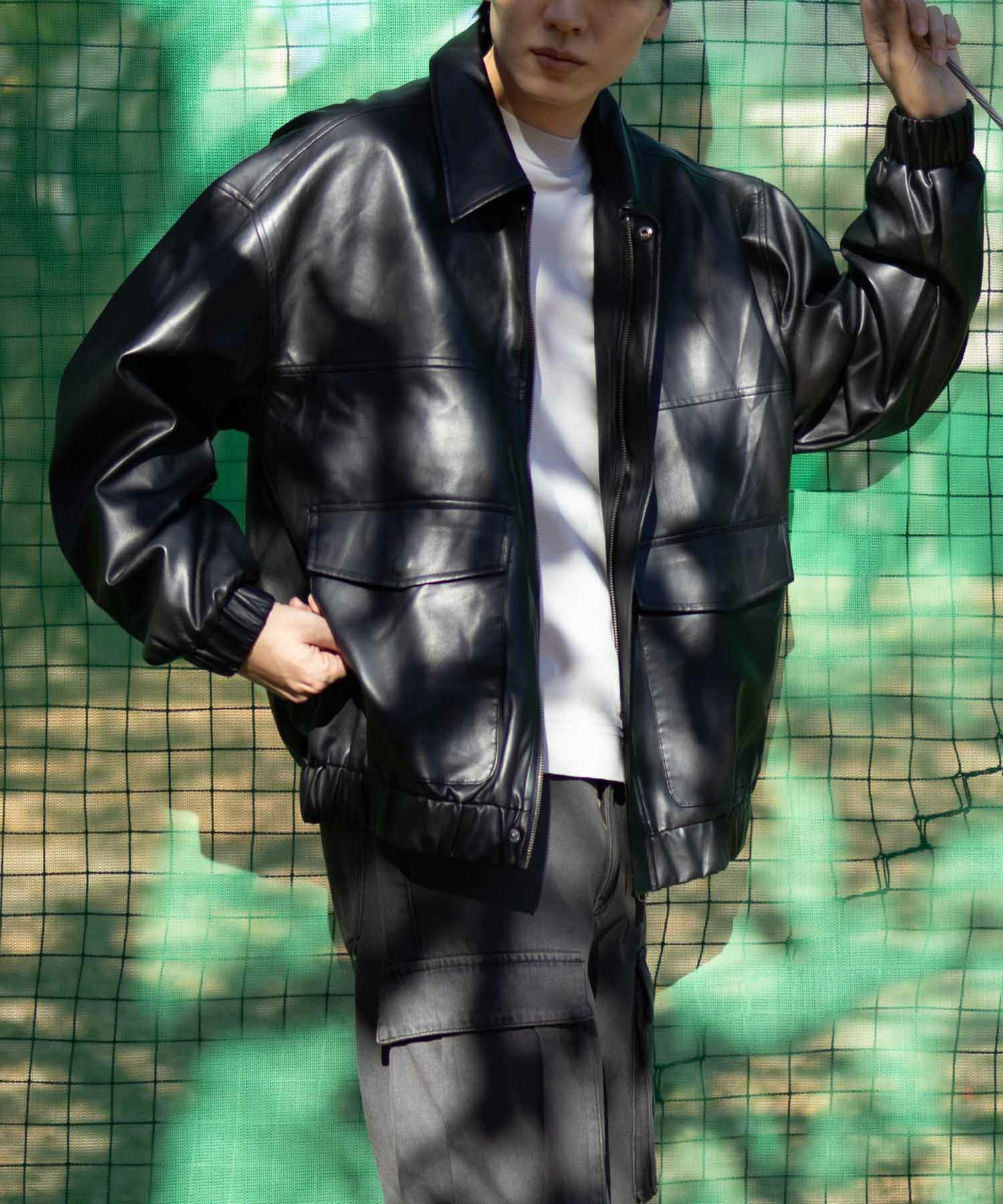 フェイクレザーA-2フライトジャケット メンズ