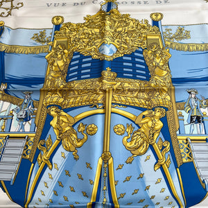 HERMESエルメス カレ90 スカーフ クイーンの戴冠式 水色 – ma cocotte