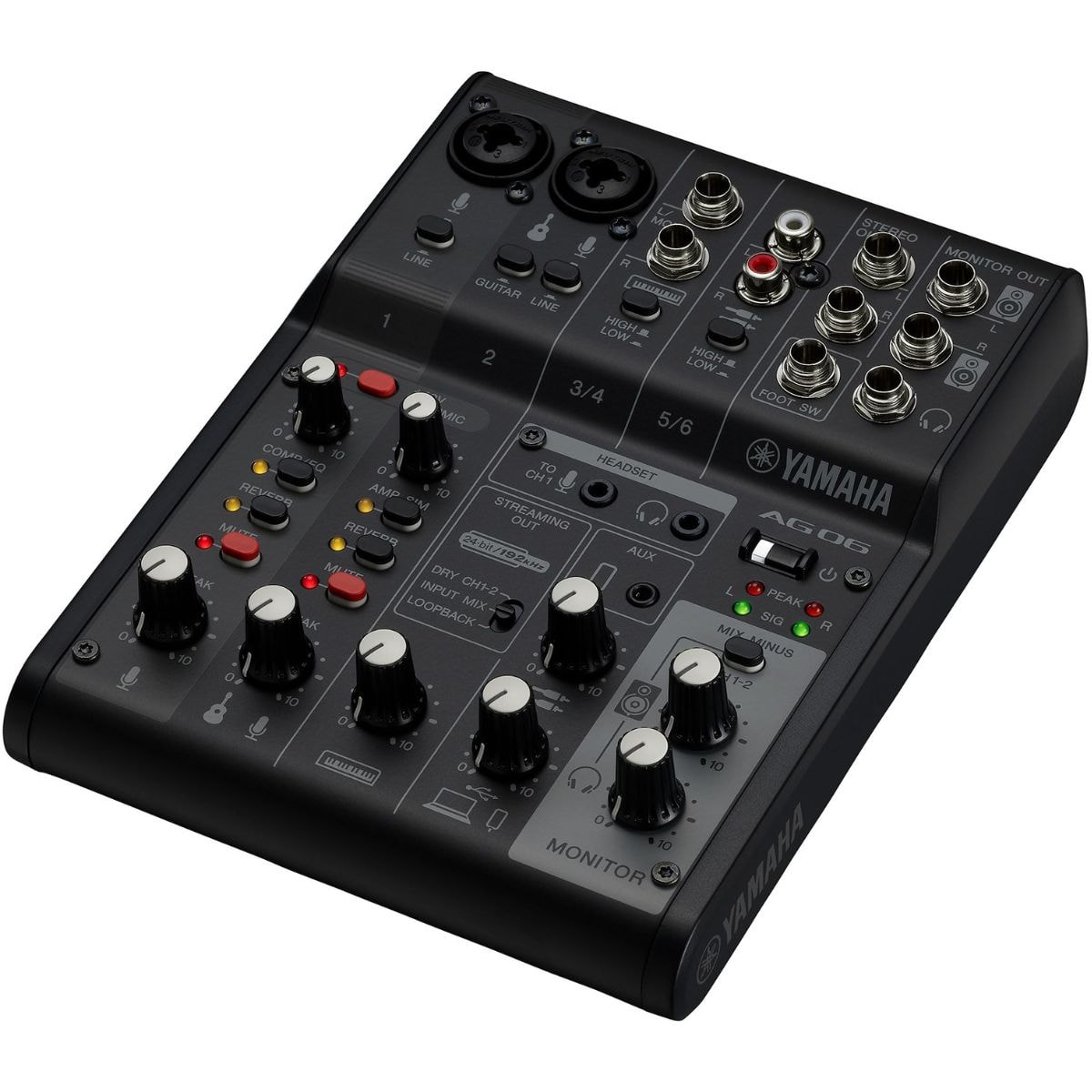 Mesa de som Yamaha Mixer AG06 MKII com Interface USB - Preta