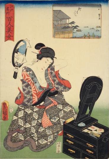 江戸名所百人美女 柳はし」歌川豊国 | - Japaaan