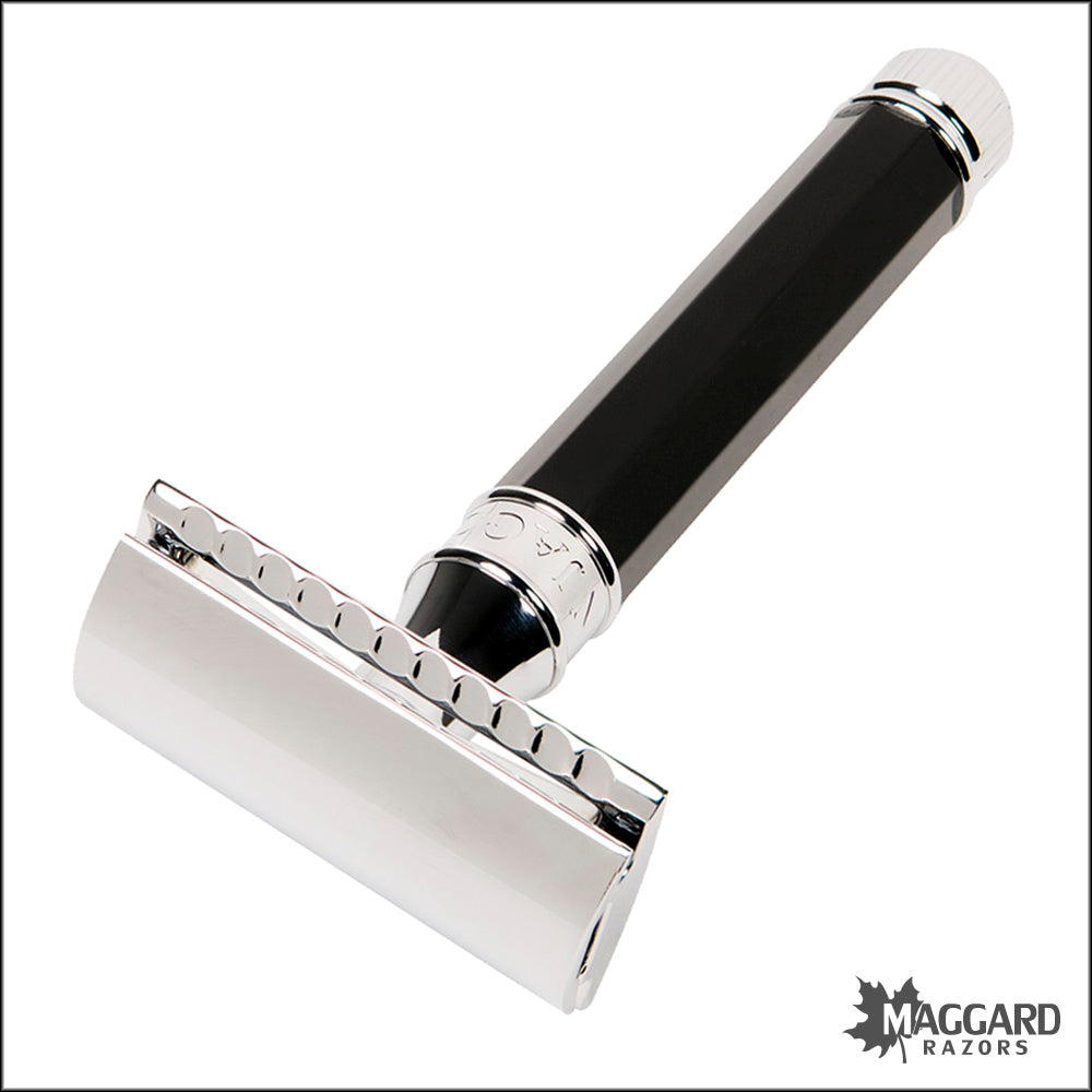 Edwin Jagger DE86811BL Black Octagonal Closed Comb DE Safety Razor