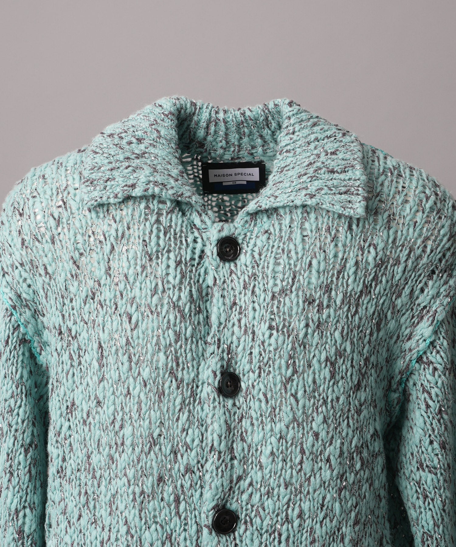 Slub Yarn Prime-Over Collared Cardigan