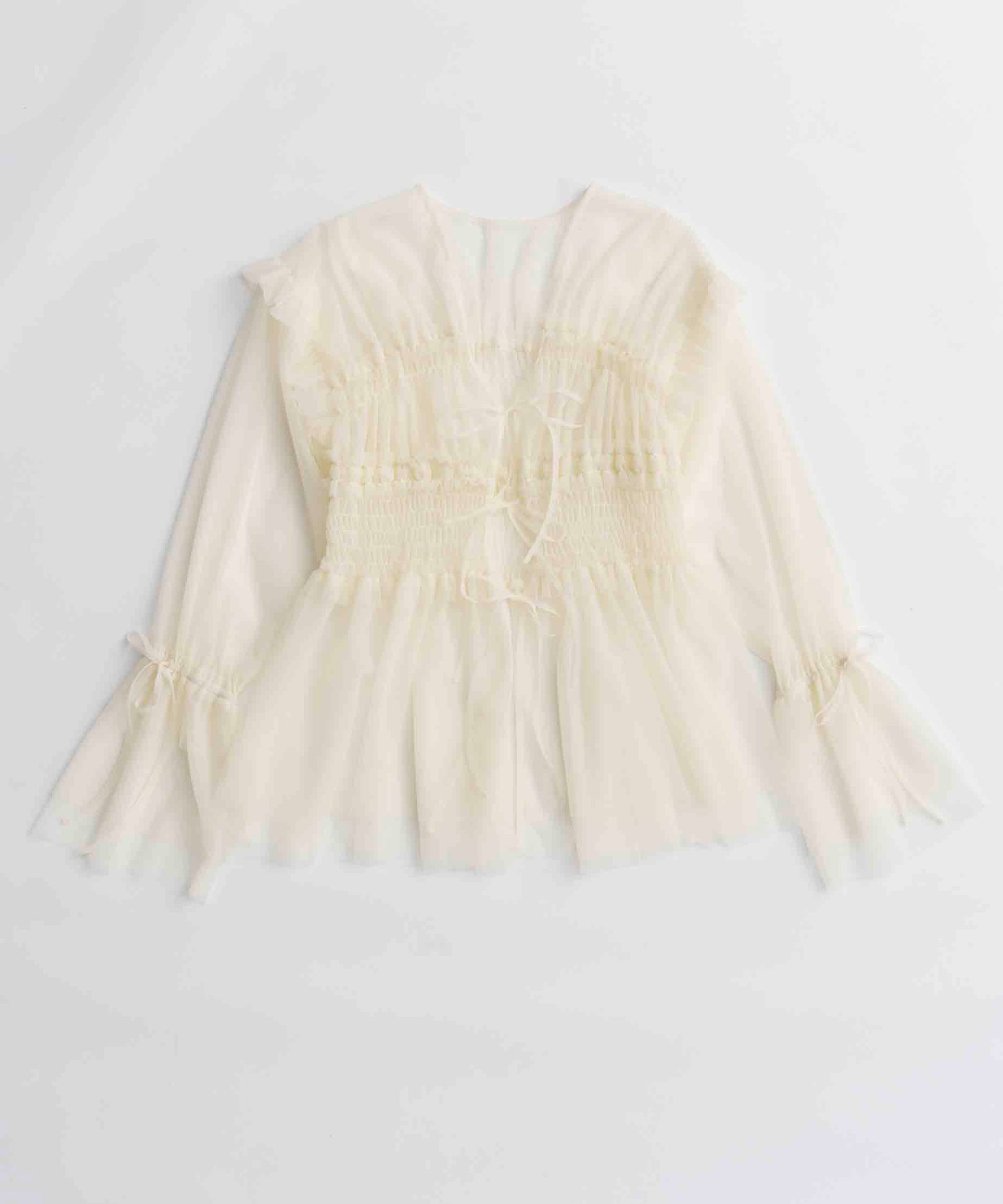 SALE】2way Ruffle Gathers Tulle Tops