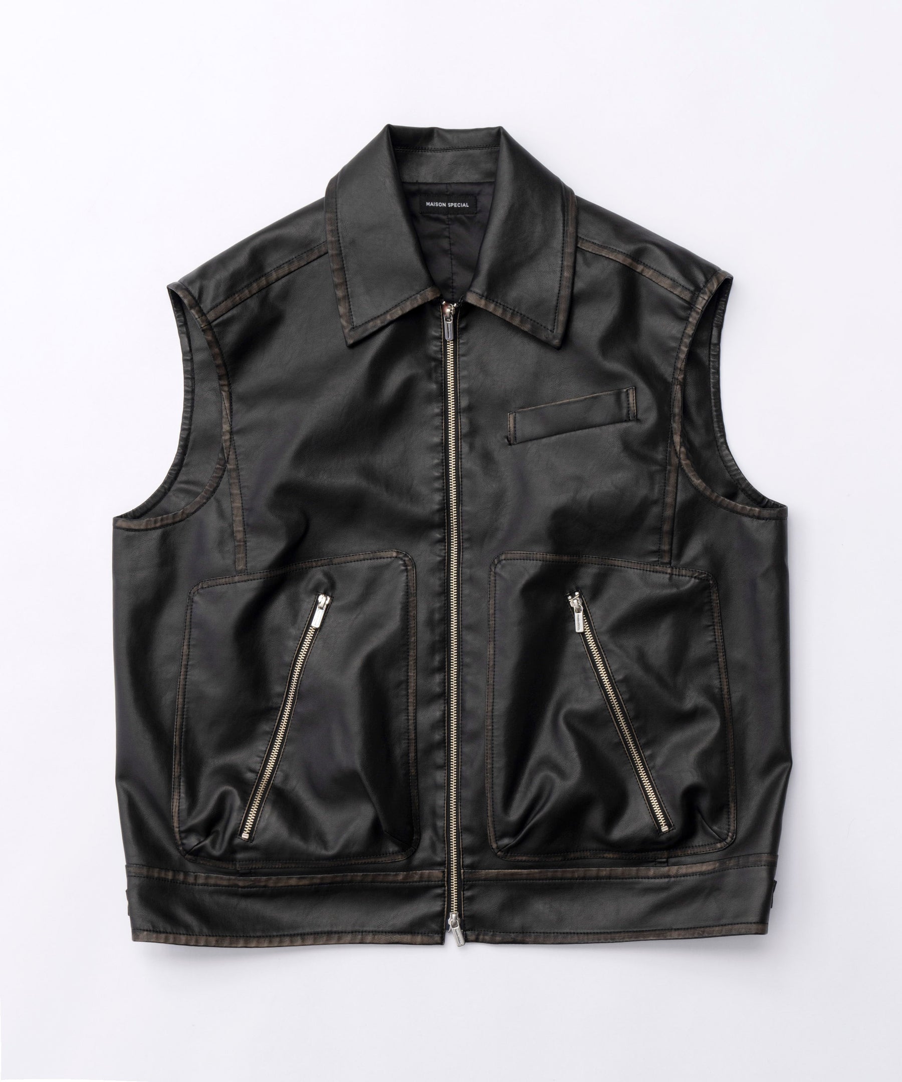 SALE】Washed Vegan Leather Vest