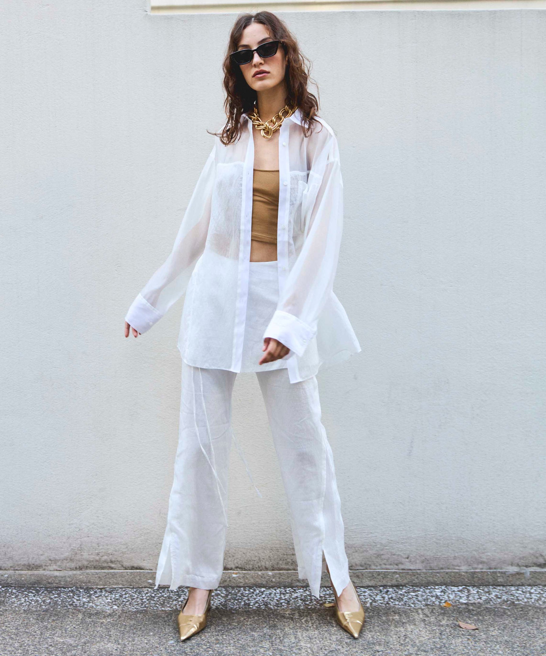 Sheer Docking Oversized Shirt