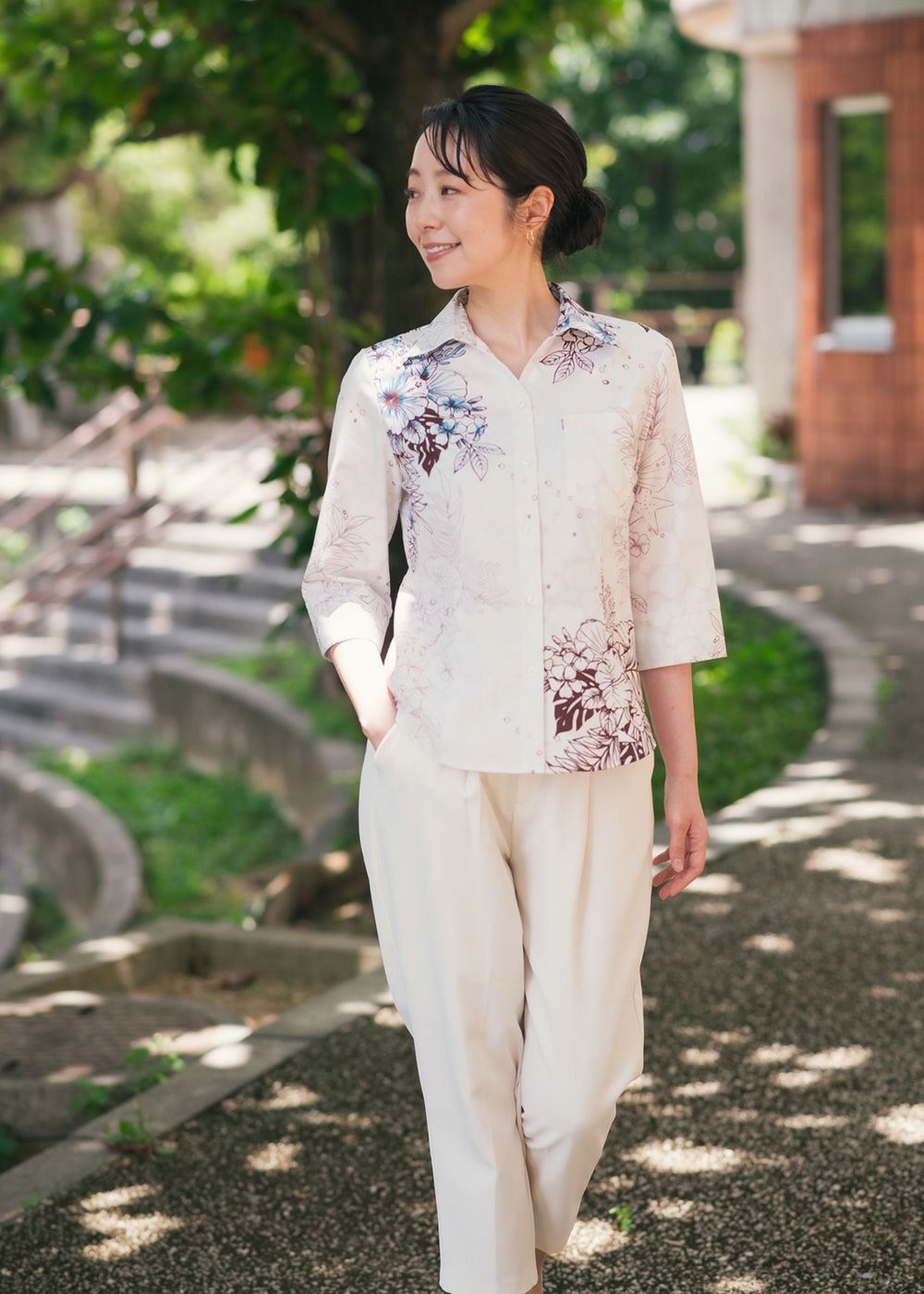 水華（七分袖） | かりゆしウェア（沖縄版アロハシャツ）専門店：MAJUN