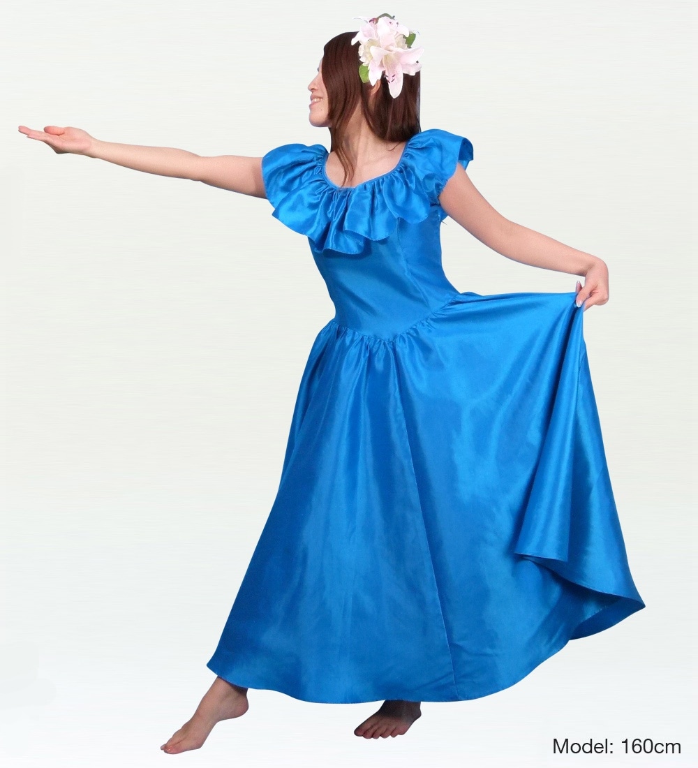 フラダンス ムームー ドレス シャンタン ブルー LLLサイズ 1531blLLL