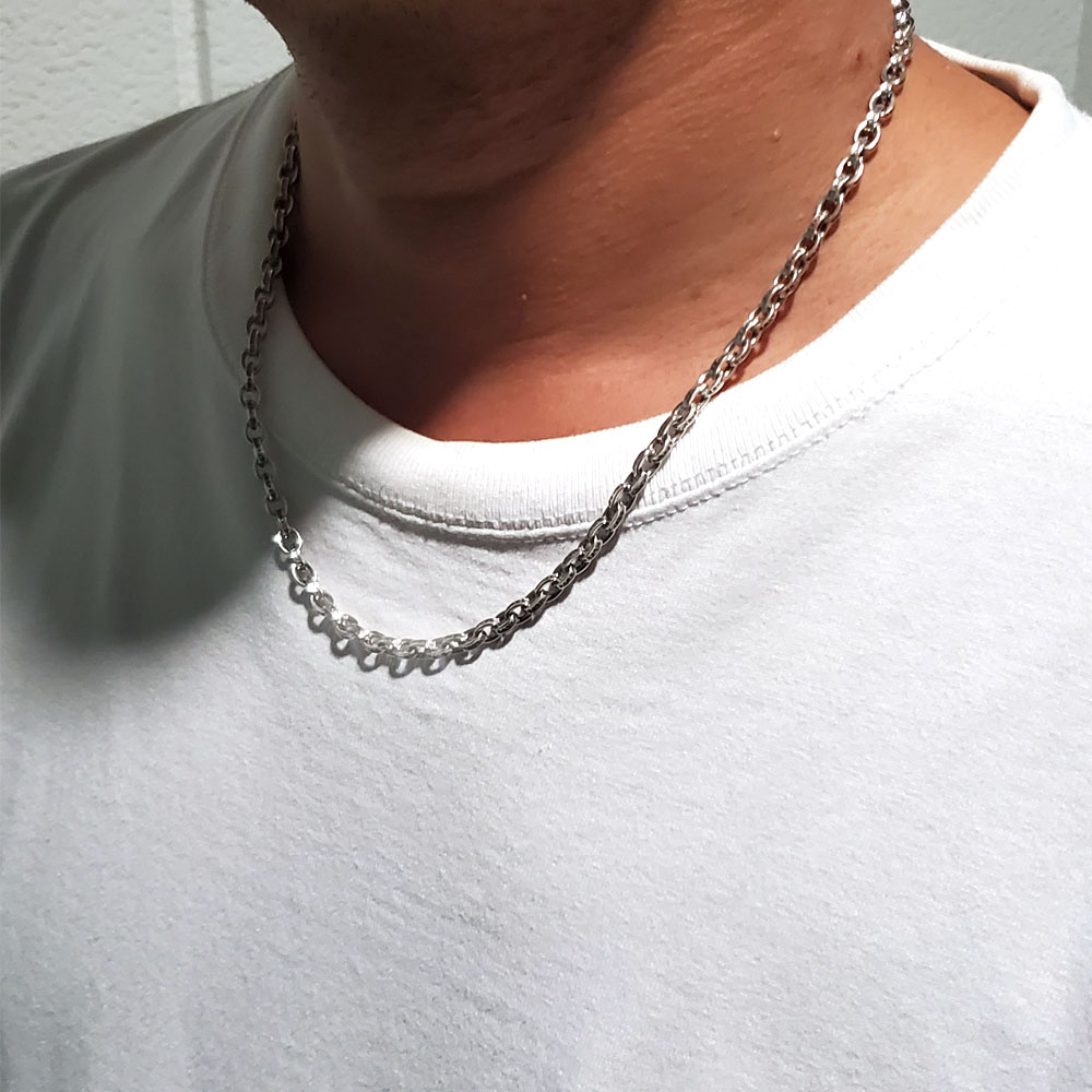 5mm幅 刻印チェーン / ペーパーチェーン ネックレス 50cm シルバー925