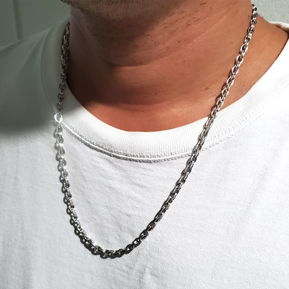 5mm幅 刻印チェーン / ペーパーチェーン ネックレス 61cm シルバー925