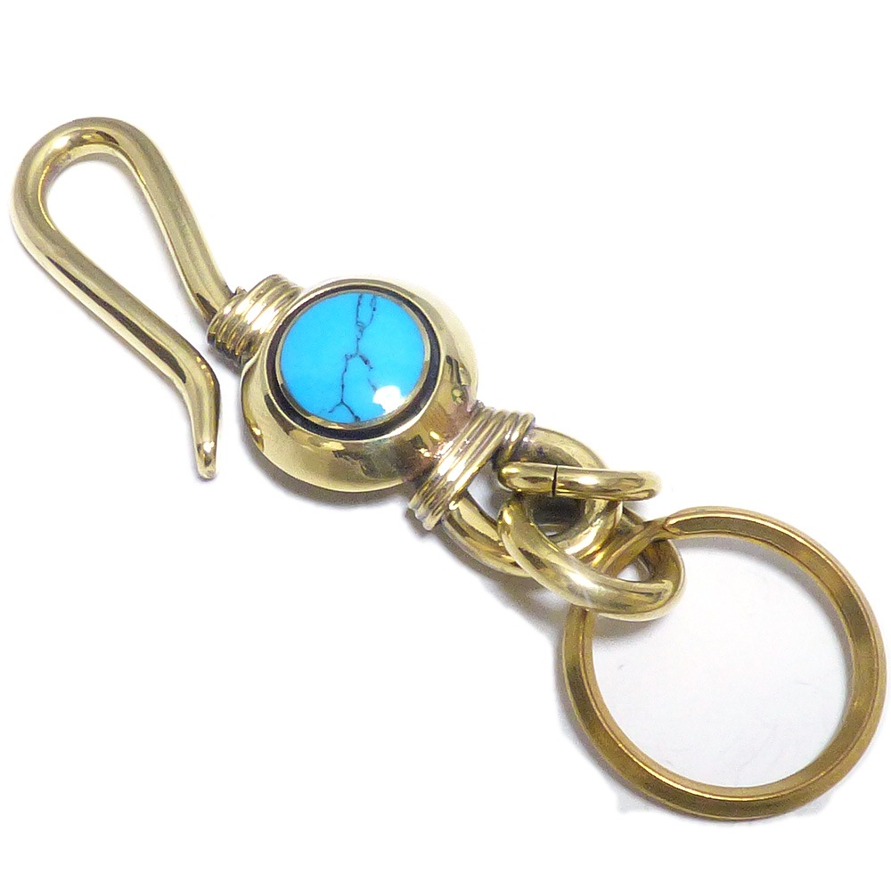 ゴールドブラス(真鍮) 丸型天然石埋め込み 30mm二重カン付き ベルト