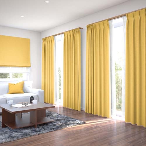 既製】カジュアル 無地の形状記憶付 ポリーヌ(イエロー) | ドレープ