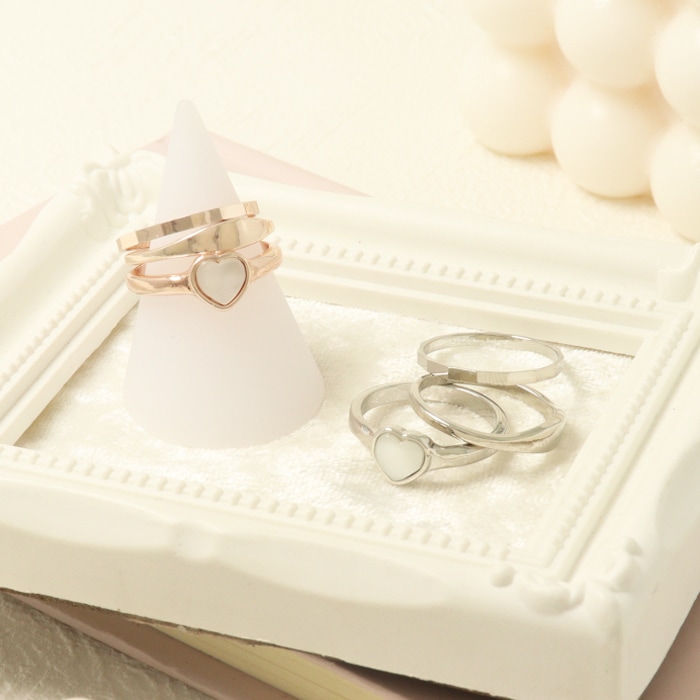 セットリング 13号 ハート シンプル 3本セット | リング,セットリング
