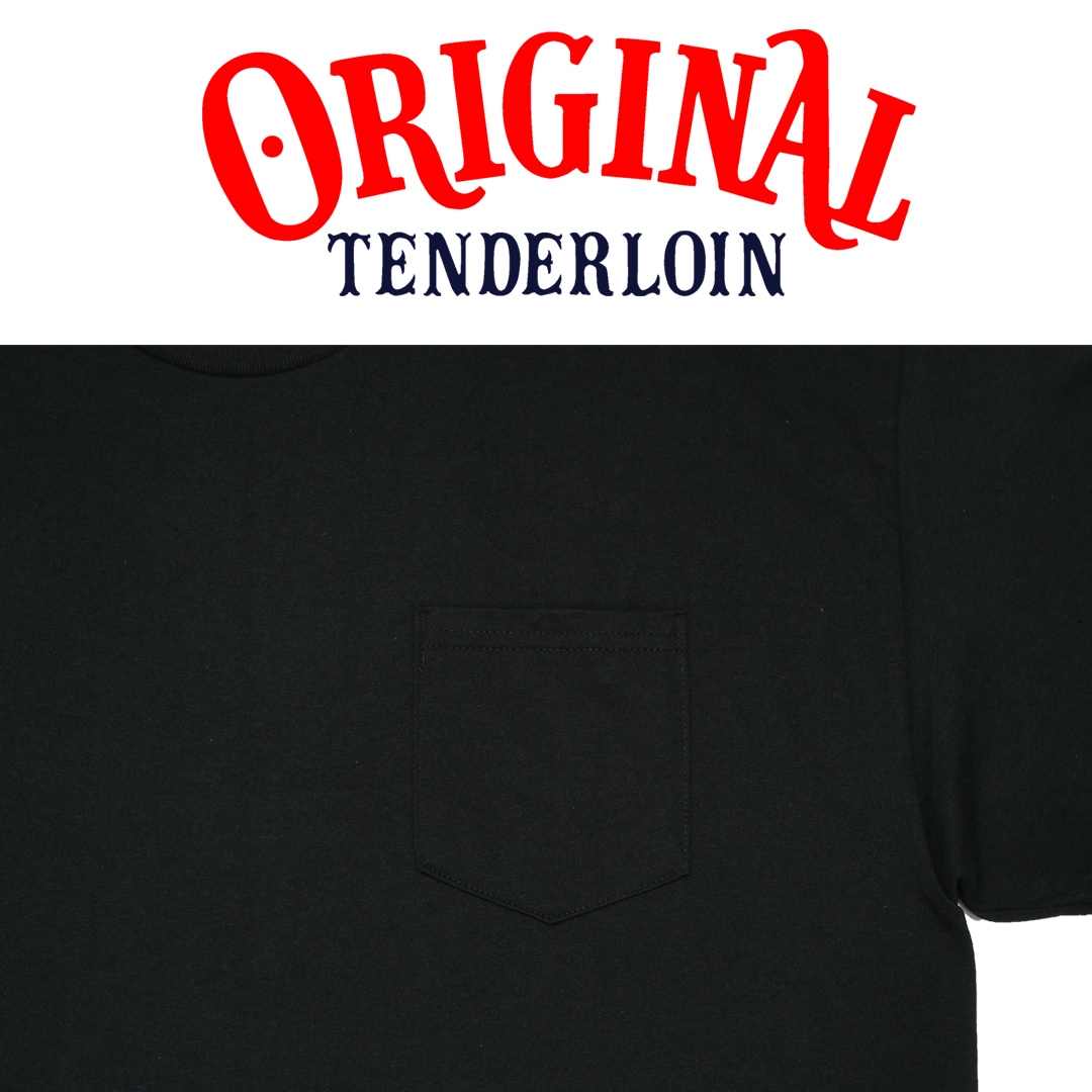 TENDERLOIN LOGO POCKET T-SHIRTS 6.0oz PREMIUM COTTON 100% BLACK
