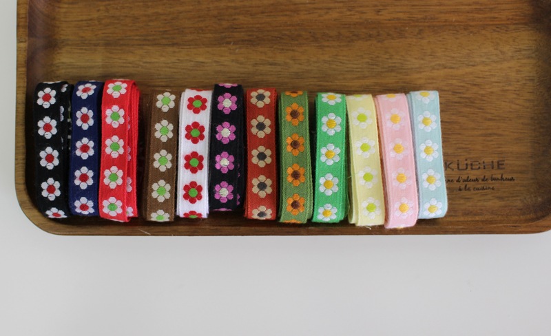 12色/12mm幅】レトロフラワー柄チロリアンテープ ジャガードリボン